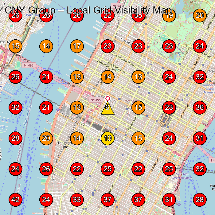 CNY Group GeoGrid visibility map for Construction Company in New York